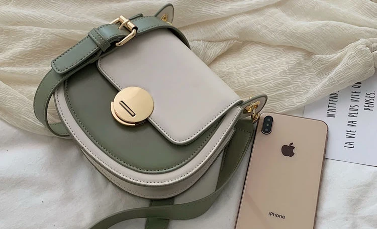 Fashion MINI Saddle Bag Women Contrast color PU Leather Good Quality Shoulder Bag Ladies Crossbody messenger Bags Shopping Bag