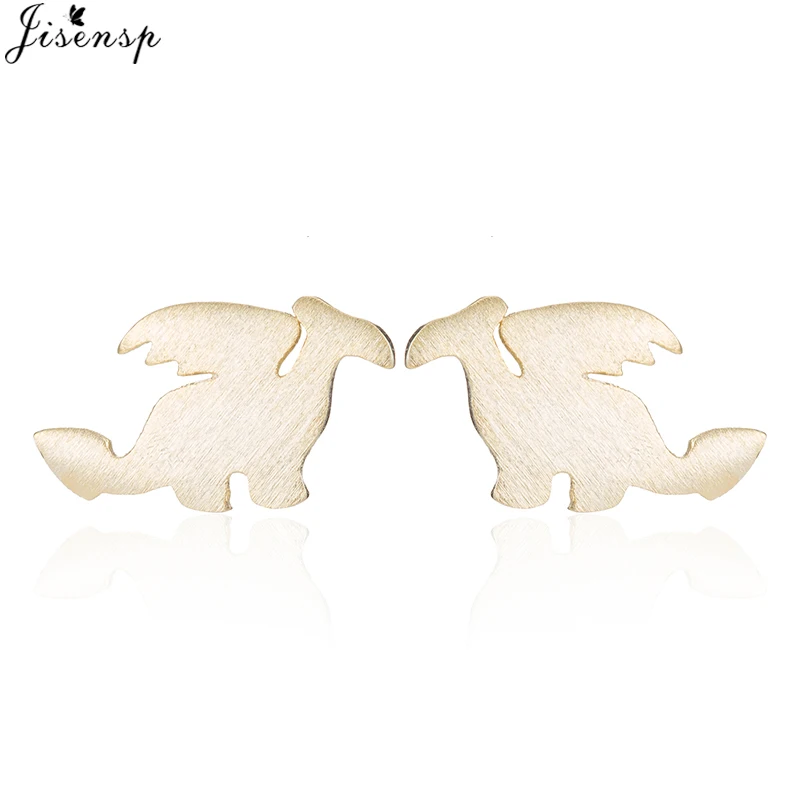 Jisensp Cute Dinosaur Animal Stud Earrings for Kids Fashion Mini Cartoon Minimalist Jewelry Female Earing Gift | Украшения и