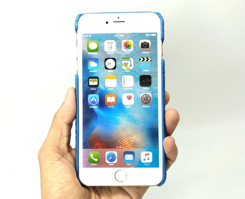 Тонкий чехол Solque из натуральной кожи для iPhone 6, 6S Plus, Роскошный чехол для мобильного телефона из кожи питона и змеиной кожи, ультратонкая жесткая задняя крышка синего цвета