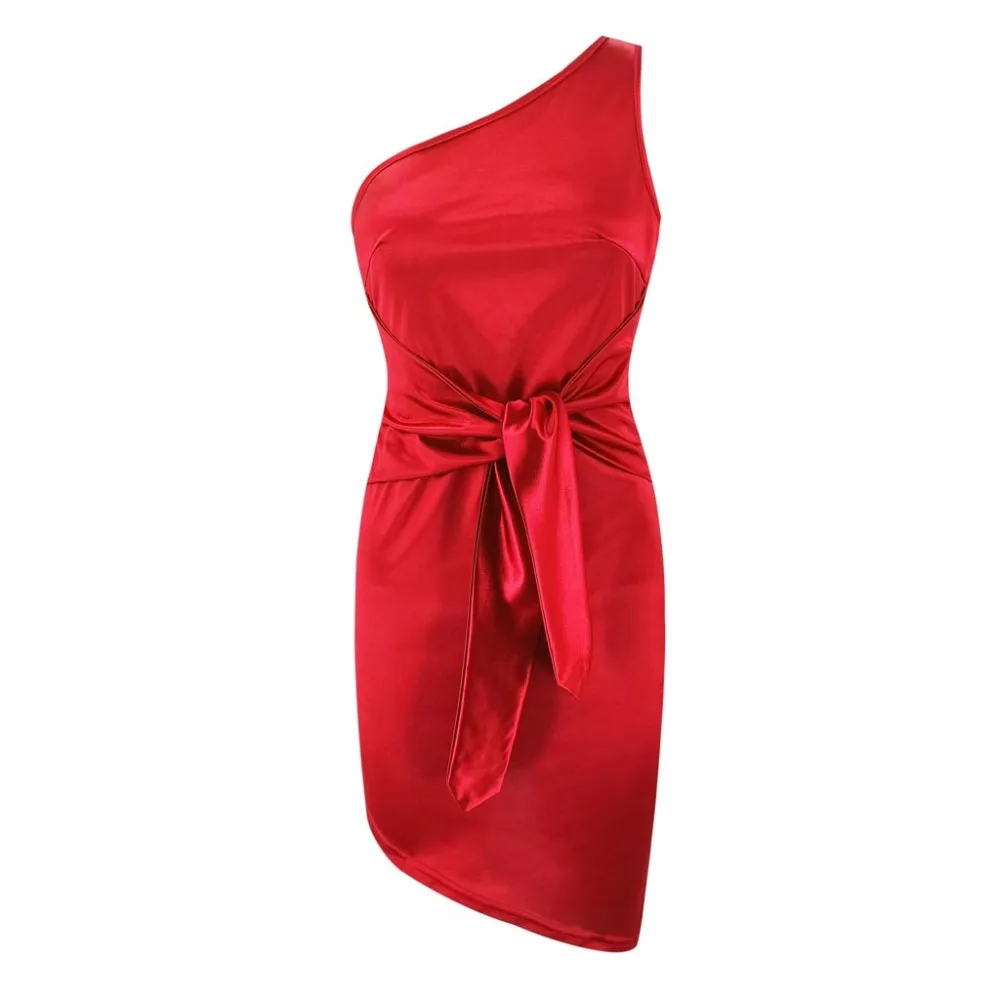 Сексуальное летнее женское платье однотонное без рукавов на одно плечо