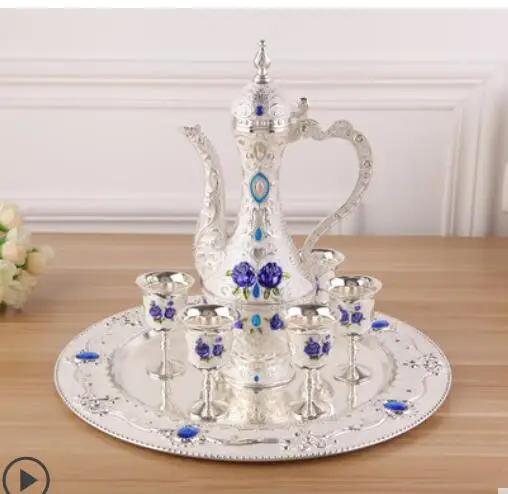 

New floral gold wine gold red silver European-style retro alloy 8 sets home hotel ornaments display gifts decoration gifts