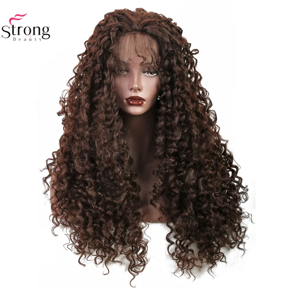 StrongBeauty 2" синтетический парик на кружеве для женщин длинные кудрявые коричневые парики Детские волосы