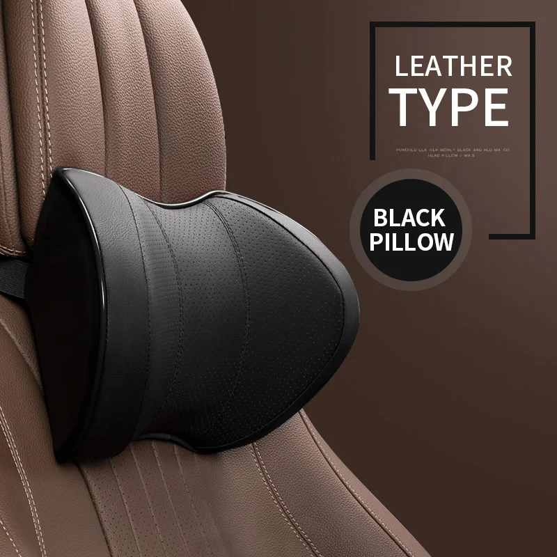 Leather Pillow QUEES, Автомобильная подушка для шеи и сиденья, поддержка подголовника, Бизнес Стиль, подушка из пены с эффектом памяти, автомобильные аксессуары для интерьера, трикотаж, сетка, кожа - Цвет: Leather Pillow