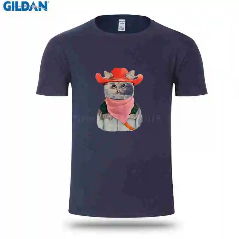 Модная футболка для Для мужчин Экипаж шеи хип-хоп топы Rodeo Cat футболки мужской