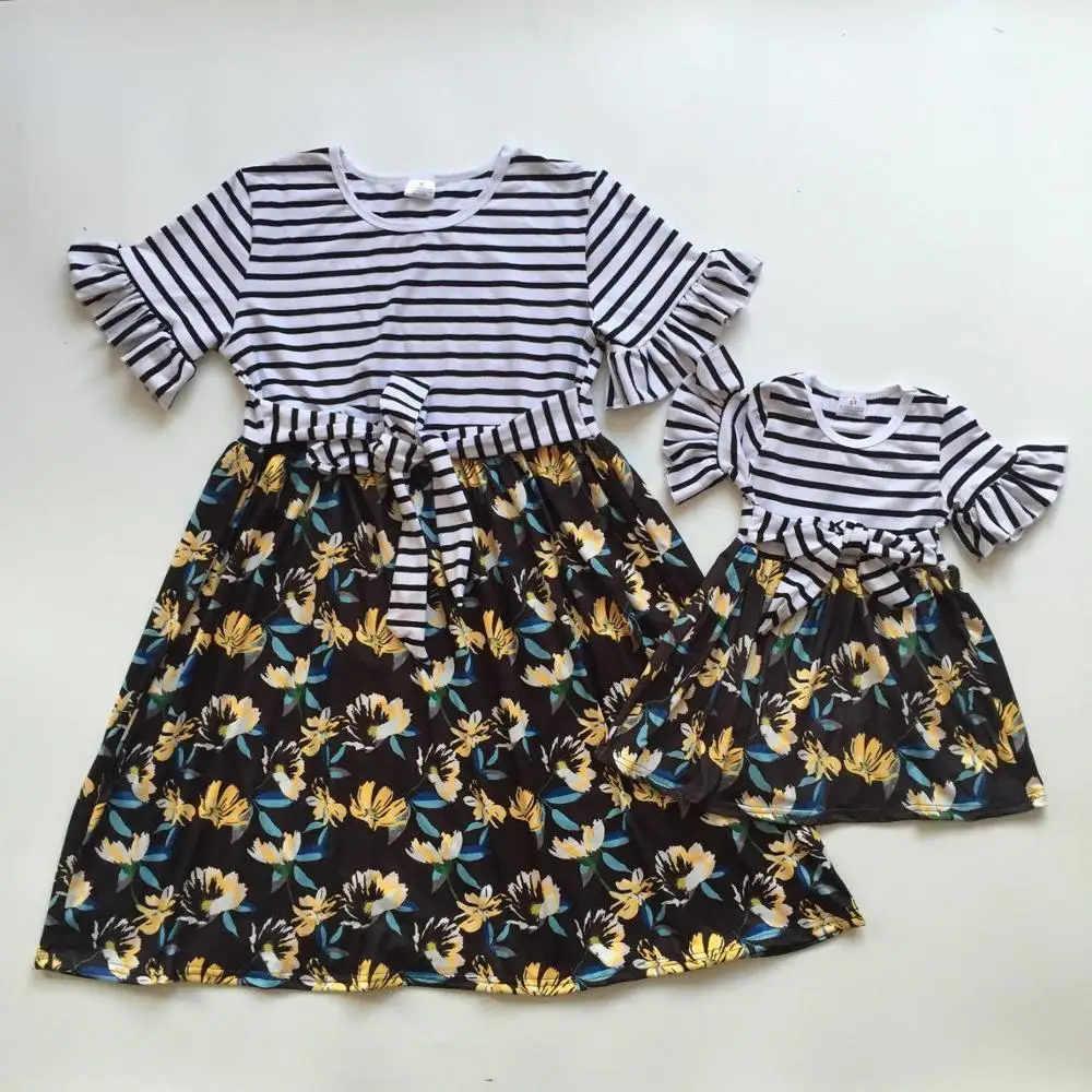 Мама и ребенок одежда для девочек летнее платье белый черный полосатый топ с