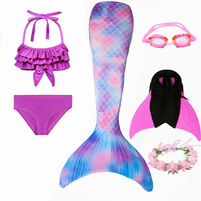 Детский купальный костюм с хвостом русалки для девочек летняя пляжная одежда