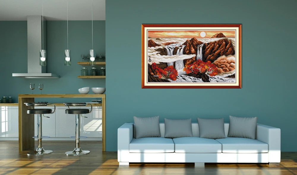 Набор для вышивки крестиком Joy Sunday Восход осени пейзаж ручной работы сделай сам