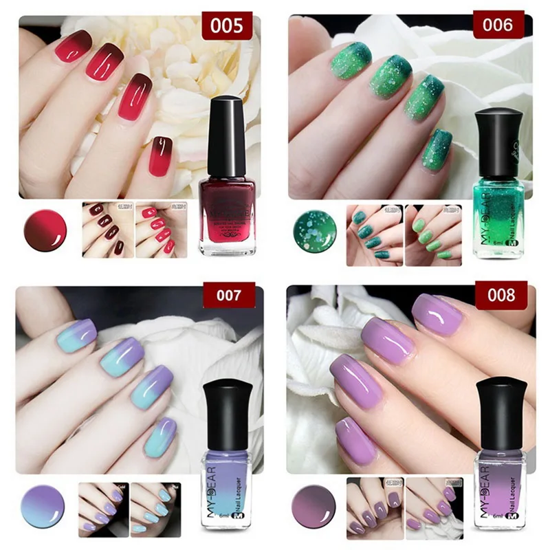 MYDANCE блеск лак для ногтей изменение температуры цветной гель маникюрный замочить