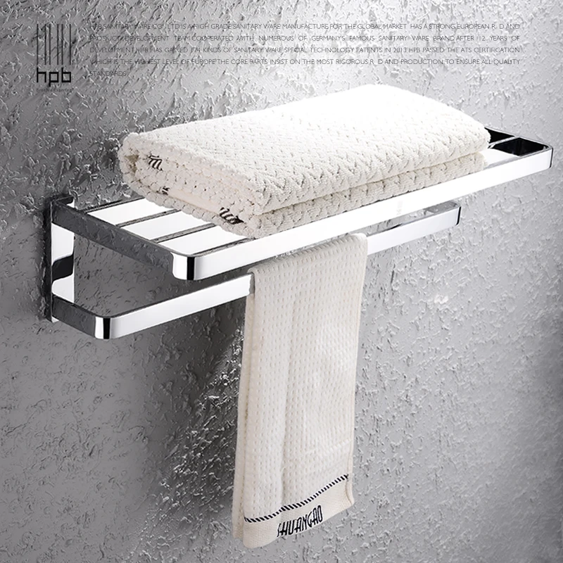 

BULUXE Luxury Brass Chrome Towel Rack Hanger Holder With Bar Bath Shelf Wall Mounted Double Tier Bathroom Accessories HP7705