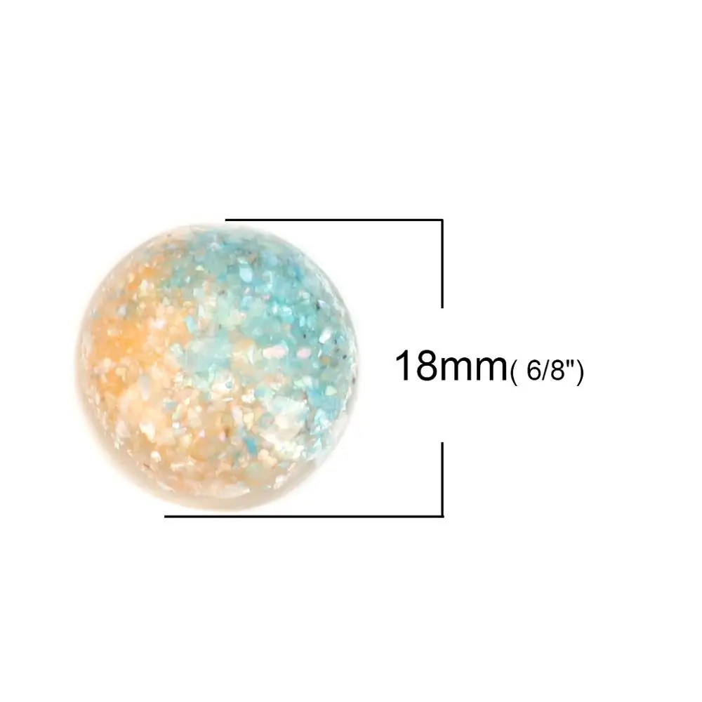 Doreen Box Simple Resin &amp Shell Dome Seals Cabochon Round AB Colors For Fashion DIY Gifts Jewelry Accessories 18mm Dia. 5 PCs | Украшения