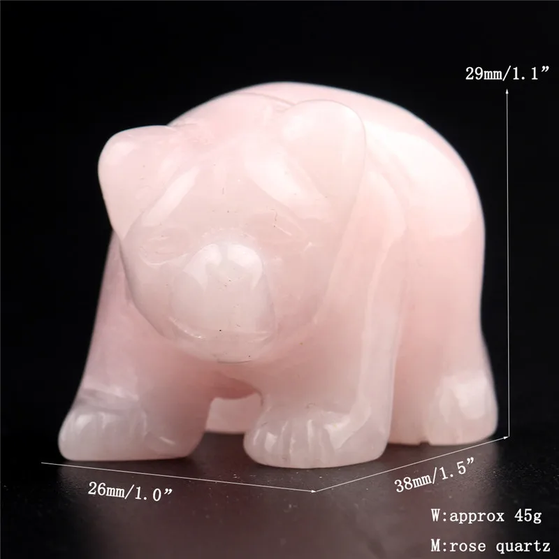 Rose Quartz 1,5 дюймов индийский агат Природный камень опал милый медведь украшение дома чакра Целебный Камень «reiki» резные поделки бусины Бесплатный мешочек - Цвет: Rose Quartz