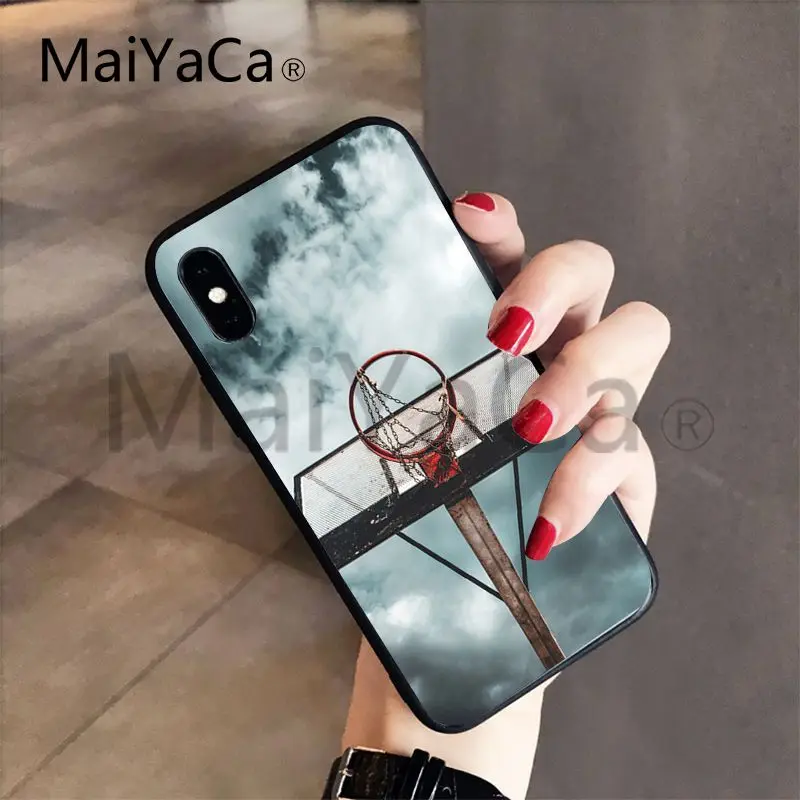 MaiYaCa баскетбольный черный ТПУ мягкий резиновый чехол для телефона iphone 7 7plus X 8 8plus и
