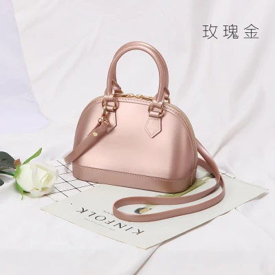 Matte Rose Gold Новинка, силиконовая летняя милая сумка в виде ракушки конфет, желе, Женская Повседневная Сумка-тоут, женская сумка через плечо, пляжные сумки для девушек - Цвет: Matte Rose Gold