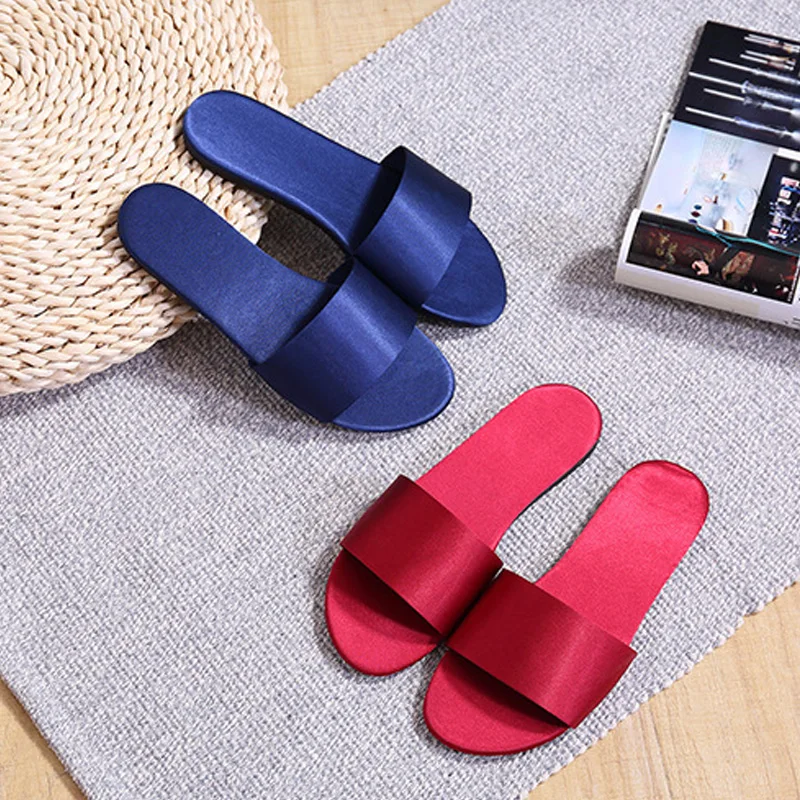Женские тапочки домашняя обувь плоские домашние летняя шелковые шлепанцы