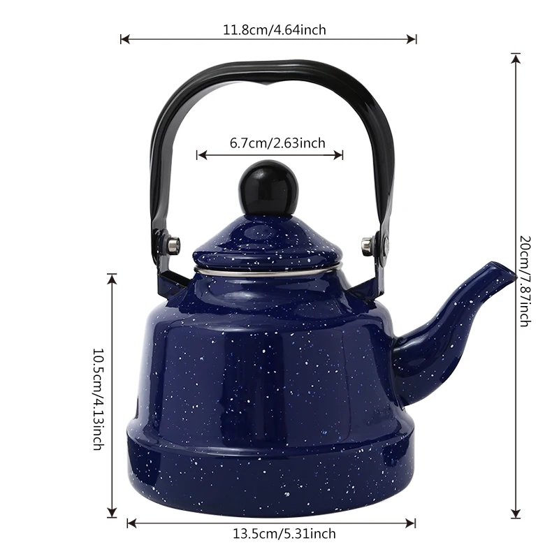 Чистый синий чайник 1 0 л с эмалью расписанный цветами используемый на