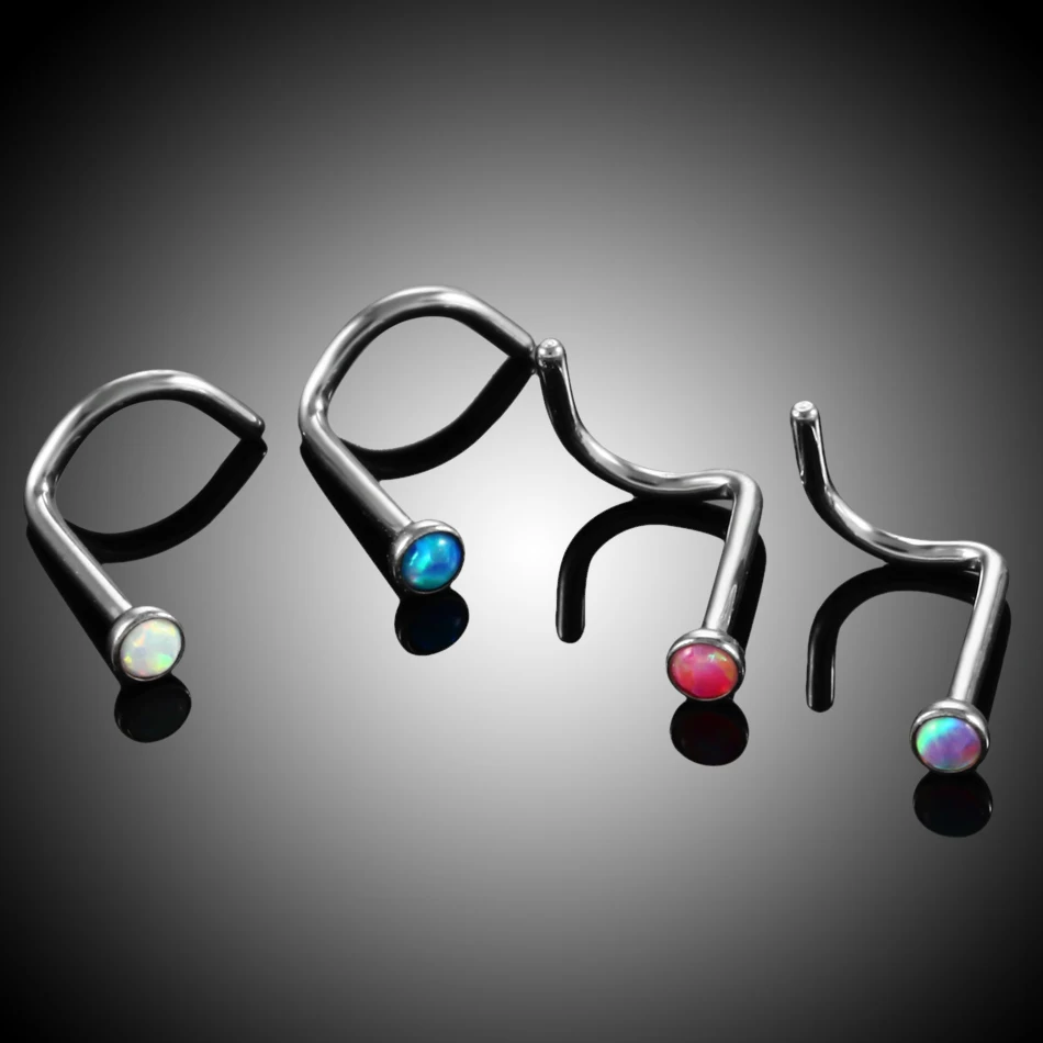 1PC Титановый опаловый ноздревой пирсинг в виде штифта для носа Nariz Screw Piercings Ring Earring Body Jewelry on.
