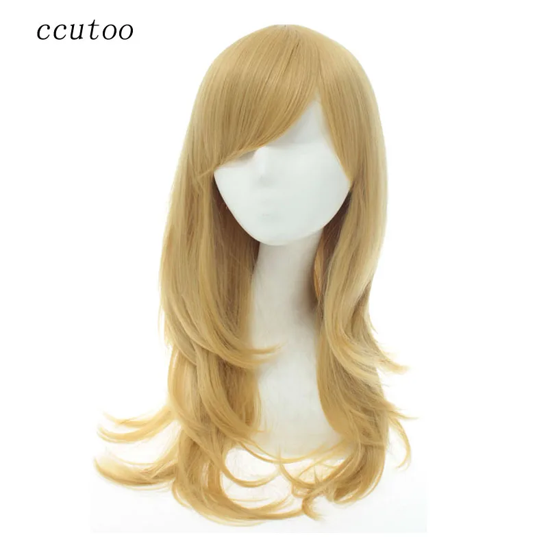 Блондинка Ccutoo 65 см/2" Синий Розовый Красный Золотой коричневый 5 цветов Средний кудрявый синтетические волосы высокая температура волокно Косплей Полный Парики - Цвет: Блондинка