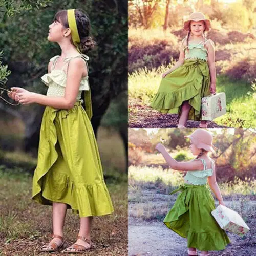 2-7 лет 2 предмета летние топы с цветочным принтом для маленьких девочек длинная