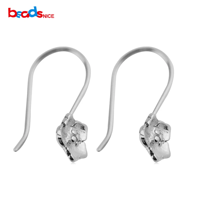 Beadsnice ID25424 925 пробы Серебряные Крючки серьги провода с цветком конец ювелирных