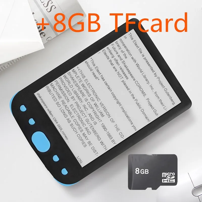Blue " Электронная книга eink+ 8G TF карта E-ink дисплей 6 дюймов электронная книга читатель электронная книга серый читалка разрешение 800x600 дисплей 300 dpi - Цвет: Blue