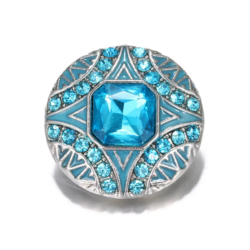 Лидер продаж оптовая продажа металлический Шарм застежка из стекла 18 мм Синие