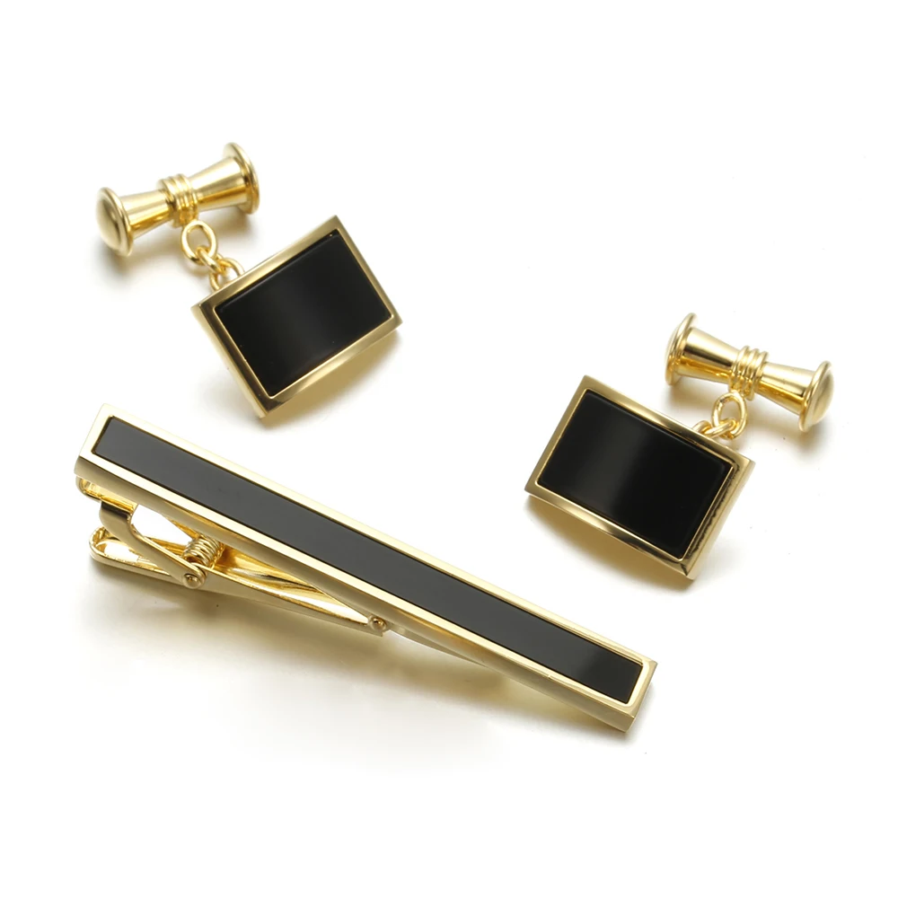 Вагула Черный Камень Запонки Зажим для галстука набор в 3 шт роскошный галстук