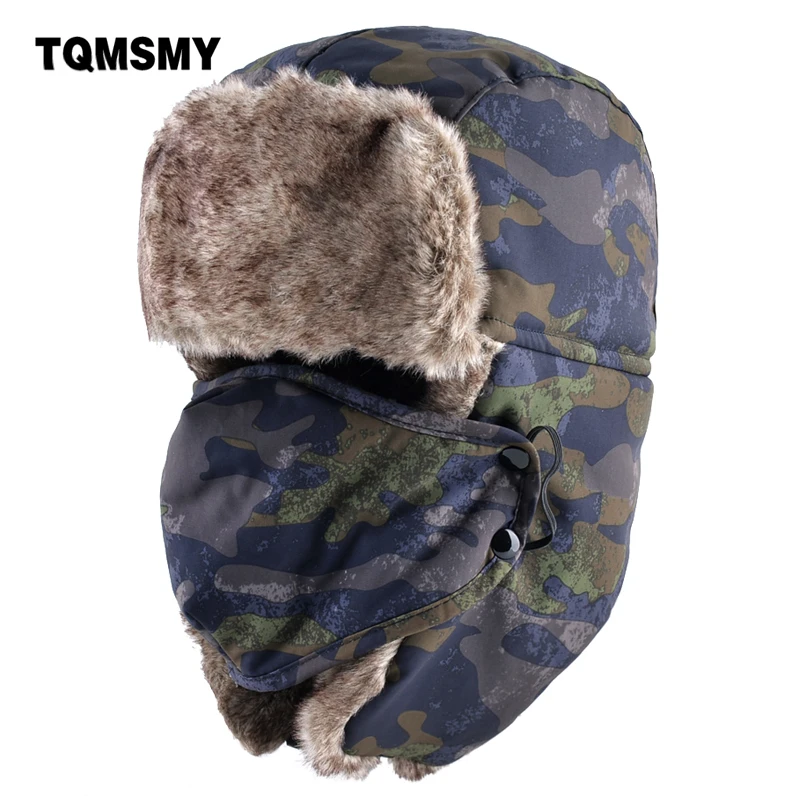 

Шапка-ушанка TQMSMY, мужская, зимняя, теплая, камуфляжная, шапки с наушниками