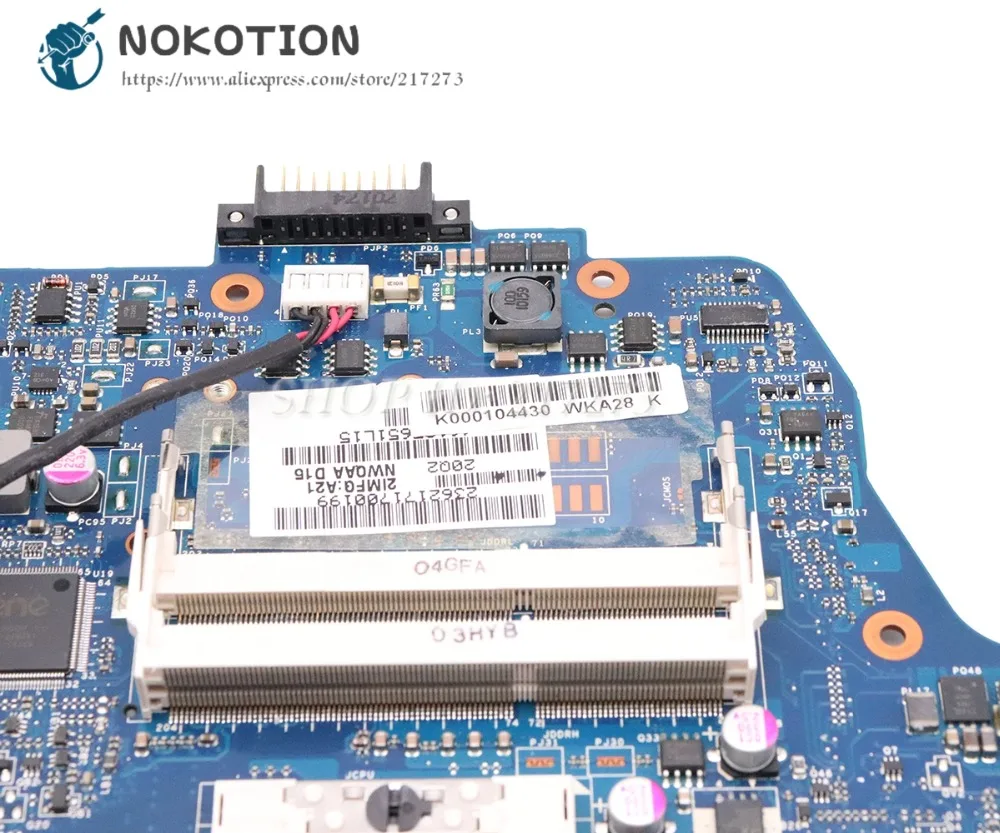NOKOTION материнская плата для ноутбука Toshiba Satellite A660 A665 с 3D K000104430 NWQAA LA-6062P HM55 DDR3 Бесплатный процессор