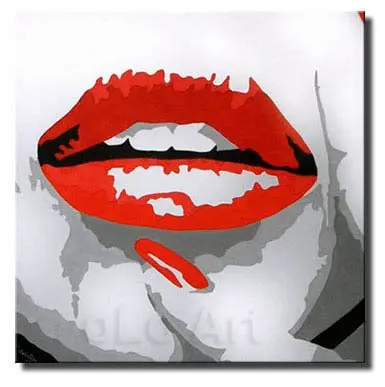 Ручная роспись современные черные/белые сексуальные красные губы поп арт