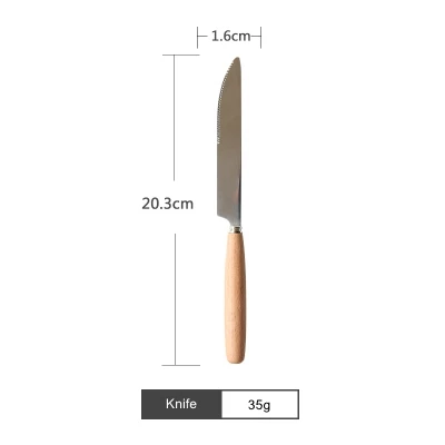 G-Knife Столовые приборы из нержавеющей стали с деревянной ручкой столовая Вилка десертная ложка нож кофе чайная ложка фрукты кухонные вилки Аксессуары для посуды - Цвет: G-Knife