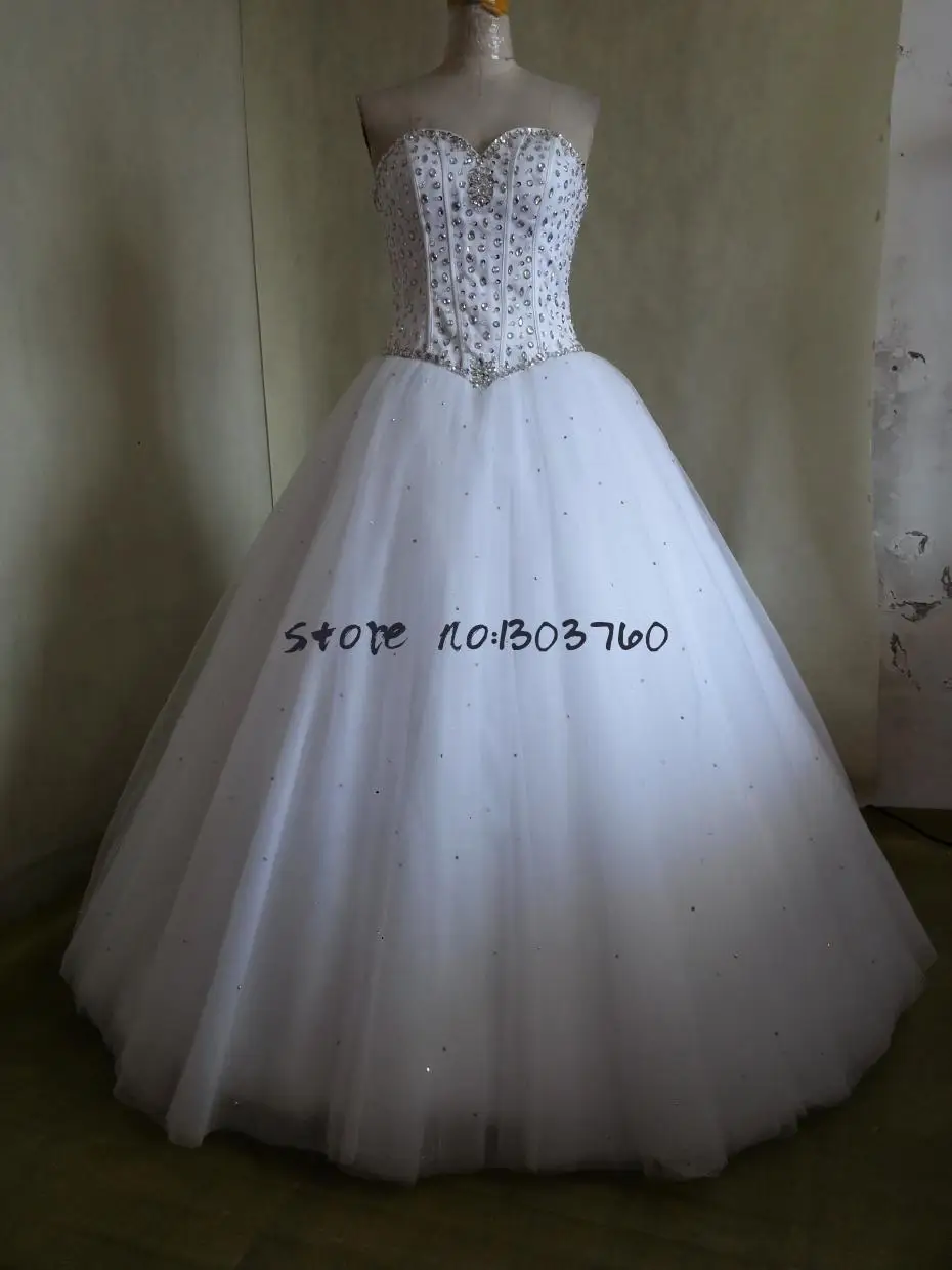 2021 Robe De Mariage принцесса Bling Роскошные Кристаллы белого бальное платье свадебное