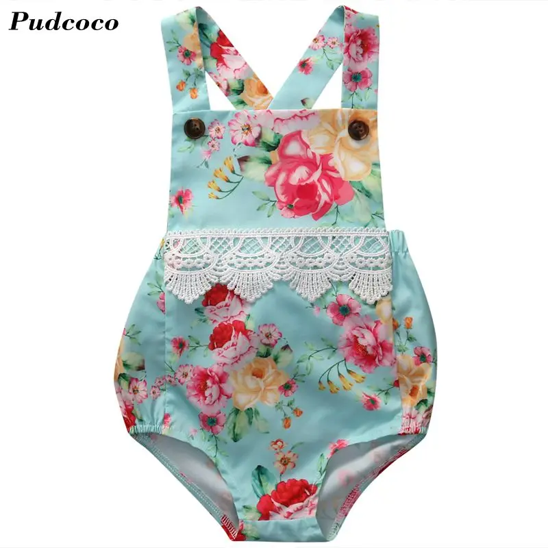 Sweety Baby Girl Summer Cute Floral Lace Newborn Girls Jumpsuit Bodysuit Clothes Outfits Playsuit | Мать и ребенок