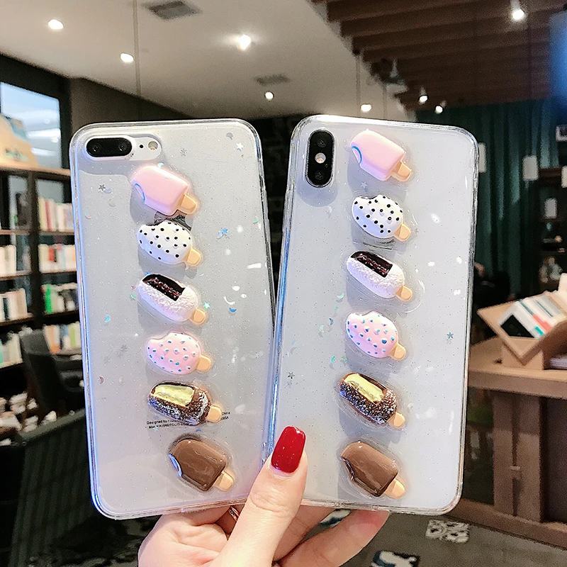 Для iPhone X XS XR Max Прекрасный 3D Летний чехол для телефона с мороженым 6 6S 7 8 Plus Мягкий