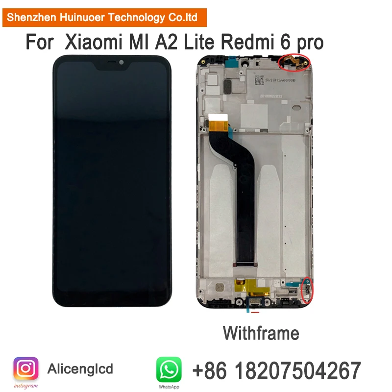 Для Xiaomi mi A2 Lite, ЖК-дисплей, 5,84 дюймов, оригинальная сенсорная панель, дигитайзер, 10, сенсорный для Red mi 6 6 pro, ЖК-дисплей