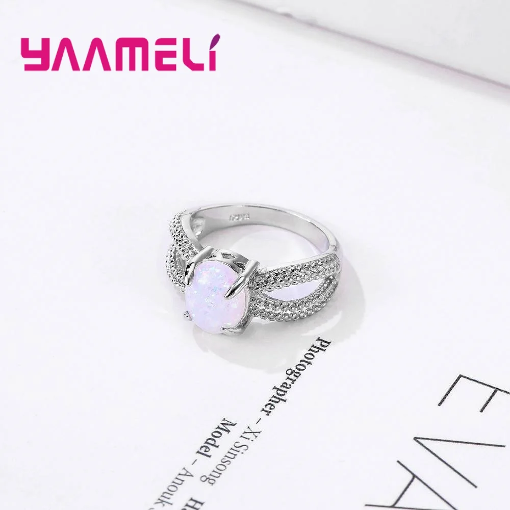 Женские двухслойные кольца на палец с принтом серебро 925 пробы опал ювелирное