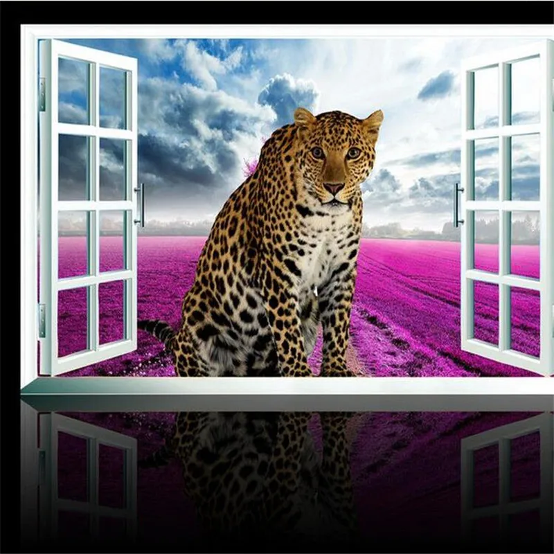 beibehang flash Silk wall covering leopard living room sofa bedroom TV backdrop Lavender window paper mural wallpaper | Обустройство