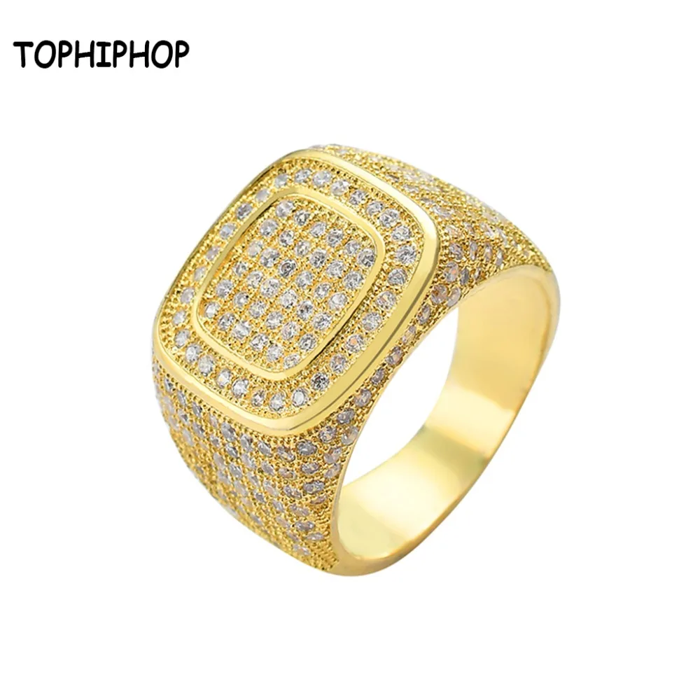 

TOPHIPHOP Hip Hop Men's Rings Women's Iced Quality Zircon Rings Hiphop Cubic Zirconia Punk Rings Exquisite Jewelry Gift Boxes