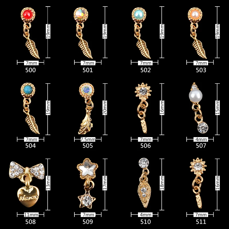 10 шт. роскошные Позолоченные Стразы для ногтей жемчужные украшения 3d модный бант