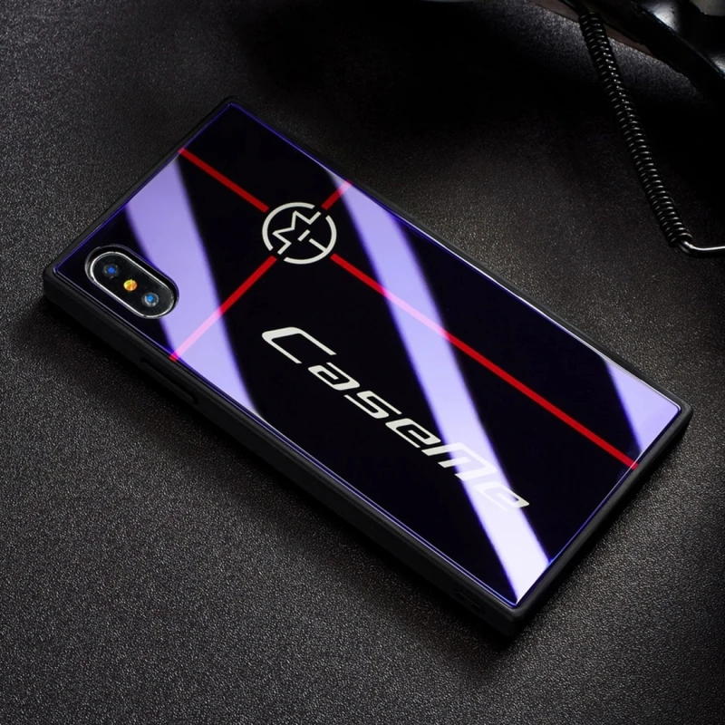 CaseMe круговой логотип узор Роскошные Грязезащищенная Coque TPU + PC синий свет Стекло
