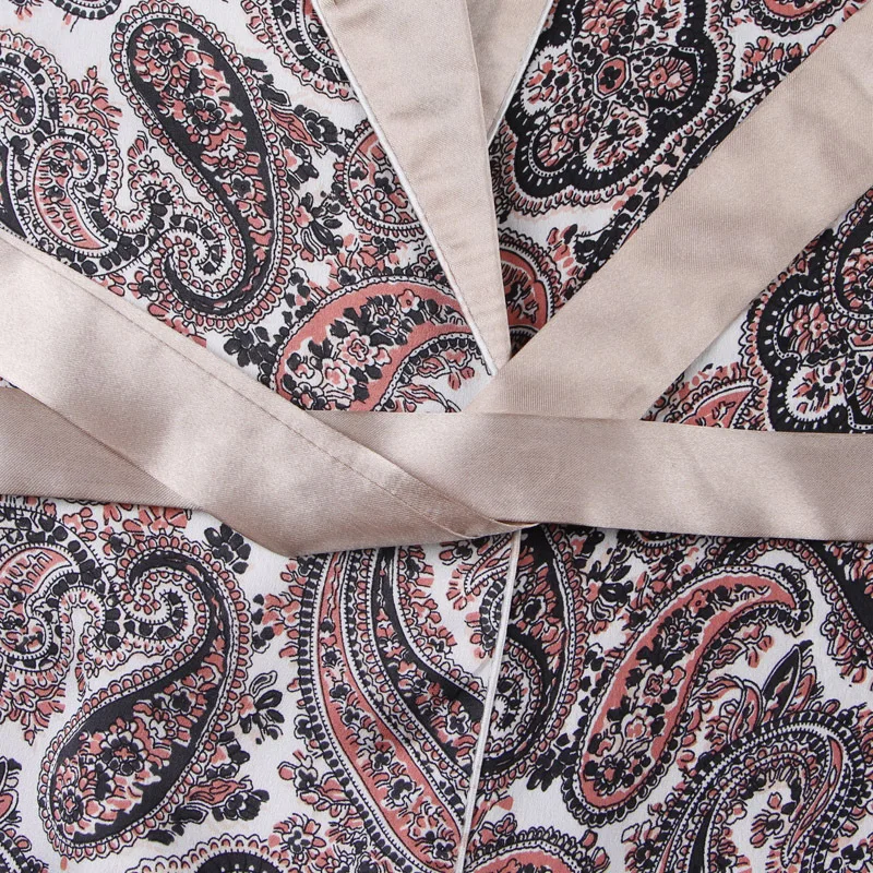 Летний Благородный Сексуальный Атласный Шелковый мужской Халат модный принт с