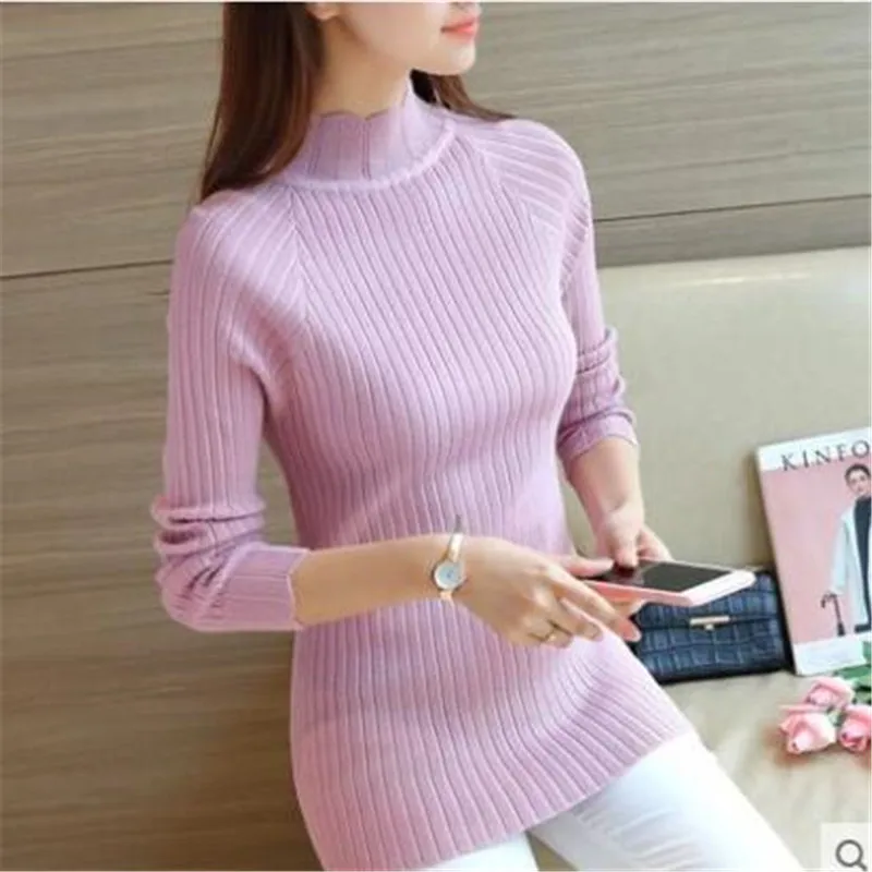 2017 Autumn Winter Women Sweaters and Pullovers Turtleneck Sexy Silm Slim Knitting Sueter Mujer Pull Femme Basic Tops 3992 | Женская