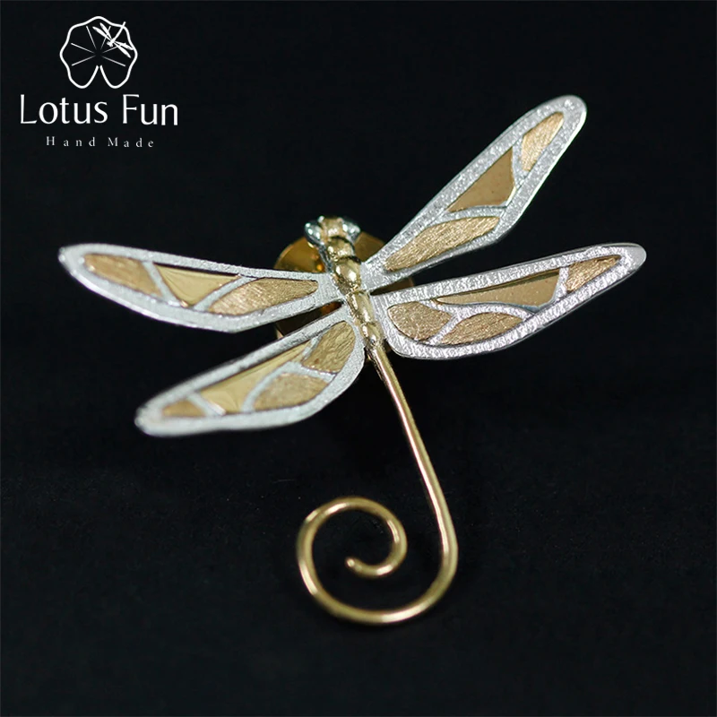 Женская Брошь в виде стрекозы Lotus Fun брошь ручного изготовления из настоящего