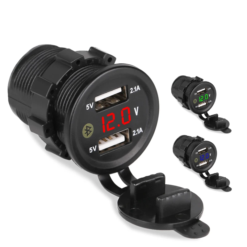 Автомобильное зарядное устройство с двумя USB-портами и ЖК-дисплеем 4 2 А |