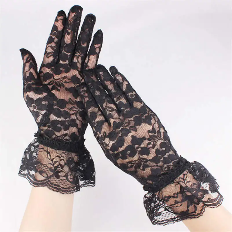 Женские кружевные перчатки сетчатые рукавицы с бантом для вечеринки выпускного