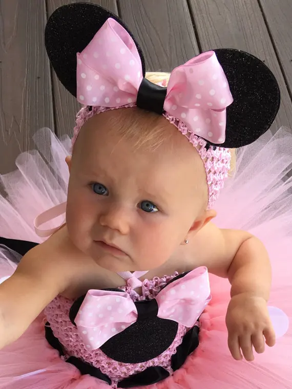 Милое розовое платье-пачка для девочек детское вязаное крючком платье с Микки и