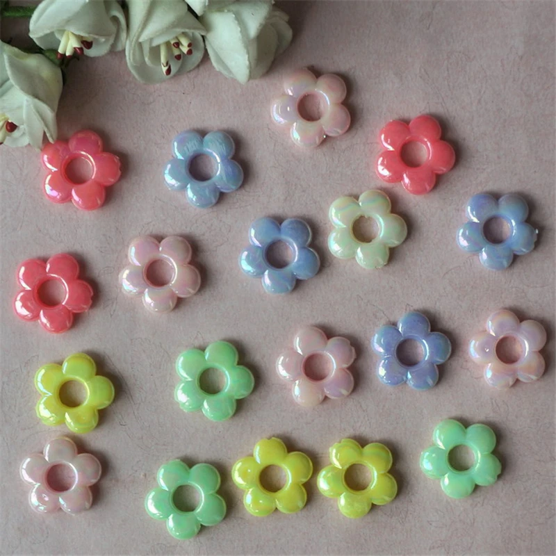 

18mm Acrylic Wholesale Flower Shape Beads with Hole Candy Multicolored Beads Beading DIY Jewelry Making Needlework Accessories