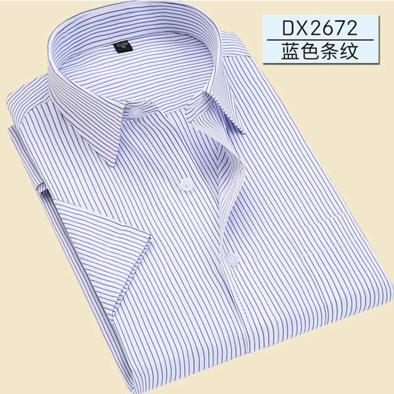 

2018Summer Plus-size 5XL 6XL 7XL Grey Blue Twill Hidden Stripes Casual Business Dress Short Sleeve Shirt Men Fat Guy 110kg 120kg