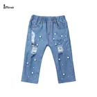 Детские джинсы с дырками для маленьких девочек, Новинка лета 2019