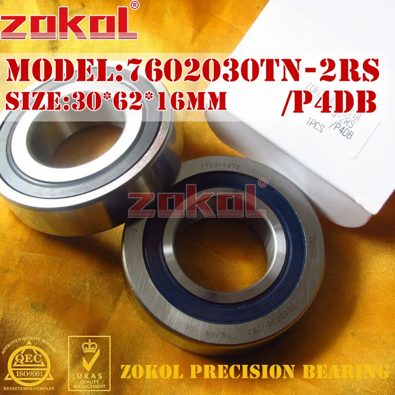 Подшипник ZOKOL 7602030 TN 2RS P4 DB C 760206 2 rсв осевой радиально упорный шарикоподшипник 30*62*16