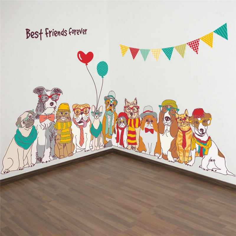 Настенные наклейки с собаками best friends forever для детских комнат домашний декор